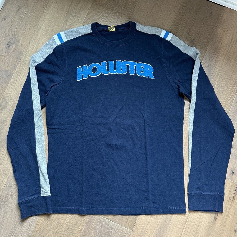 Vintage Hollister Y2K Long Sleeve Logo T-Shirt‎ Size Mens XL Blue